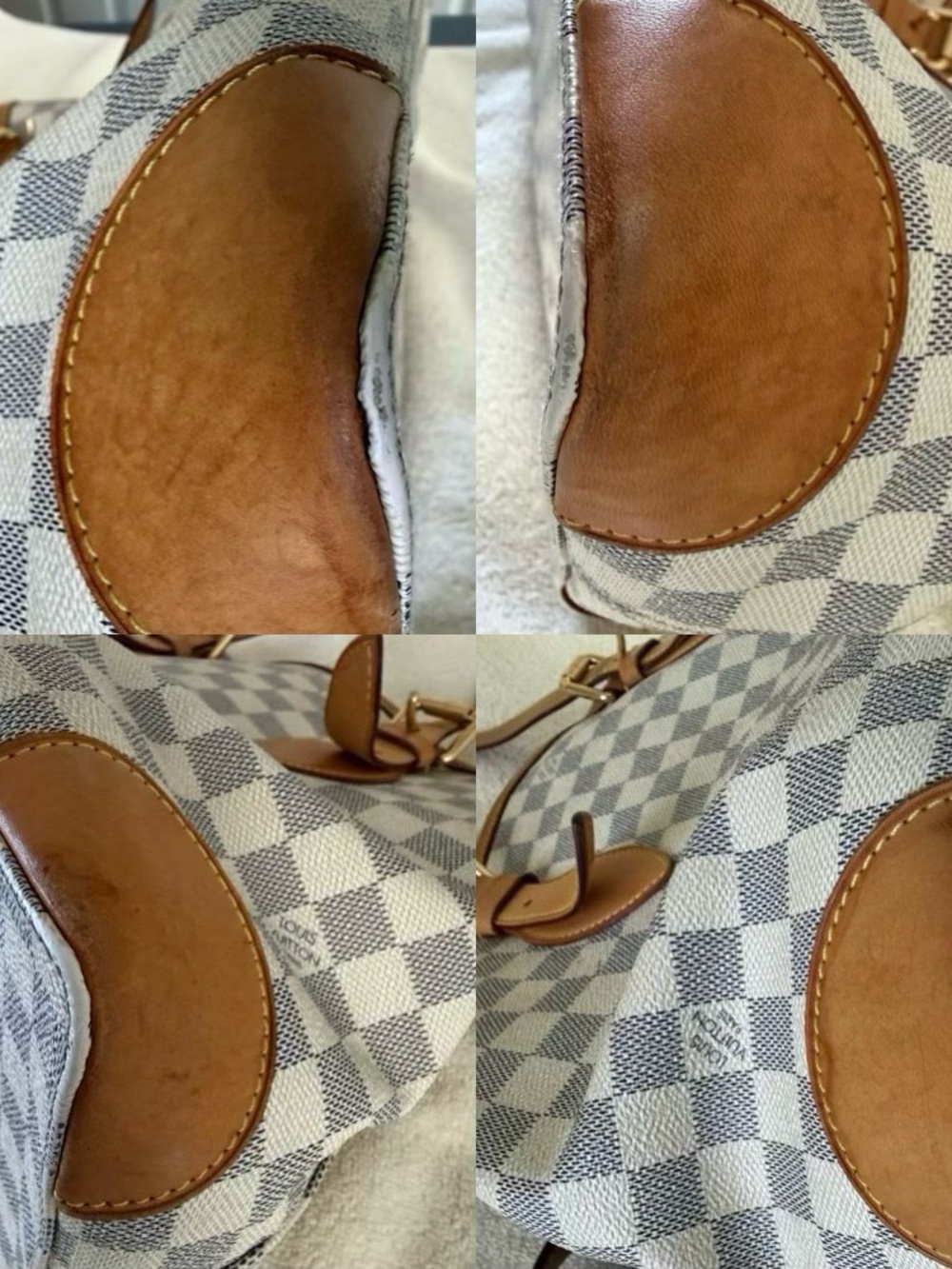 Louis Vuitton Damier Azur Hampstead MM Canvas Tote with Tan Leather Trim - Picture 9 of 12